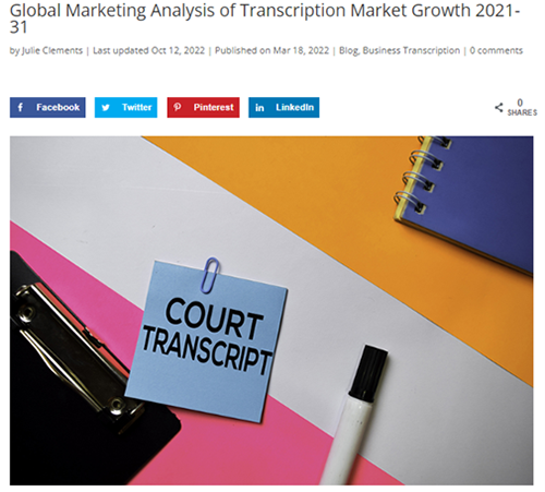 Global Marketing Analysis of Transcription Market Growth 2021-31